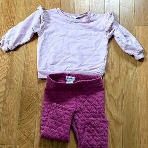 Splendid Pink Ruffled Sweatshirt and Quilted Pants Set